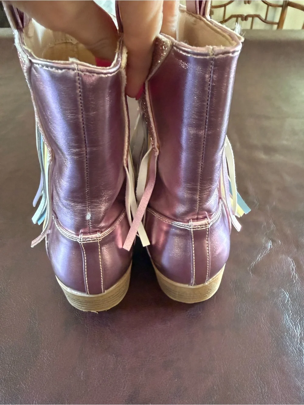 Dream Pairs Metallic Pink Kids Western Bootie